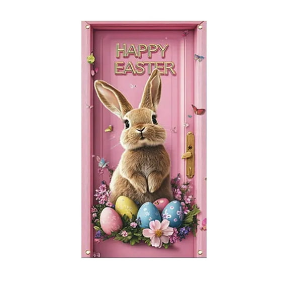 SLYNSHome Easter Door Cover Spring Decoration Easter Eggs Bunny Door Banner Party Supplies Backdrop Photography Welcome Door Cover