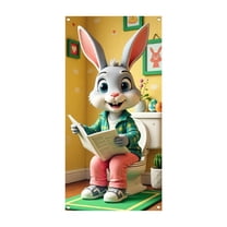 SLYNSHome Easter Door Cover for Front Door Spring Decorations Easter Bunny Door Cover Rabbit Easter Holiday Party Photography Background Decor