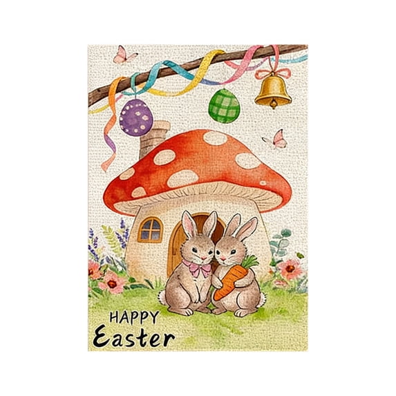 SLYNSHome Easter Garden Flag 12x18 Inch,Double Sided Bunny Rabbit Flag for Spring Yard Outdoor Decoration