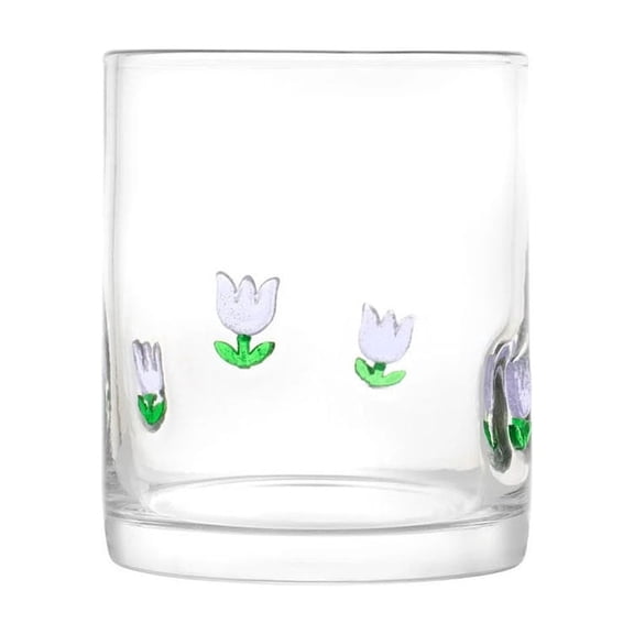 SLYNSHome Easter Juice Glasses,Cute Flower Printed Stemless Glass Cups Juice Cocktail Wine Coffee Drinking Cups for Birthday Gift