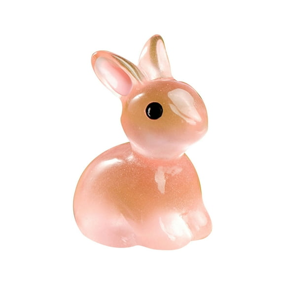 SLYNSHome Easter Luminous Mini Resin Bunny Pink Small Glow in The Dark Rabbit Figures for Dollhouse Micro Fairy Garden Decor Easter Egg Fillers Party Favors Supplies