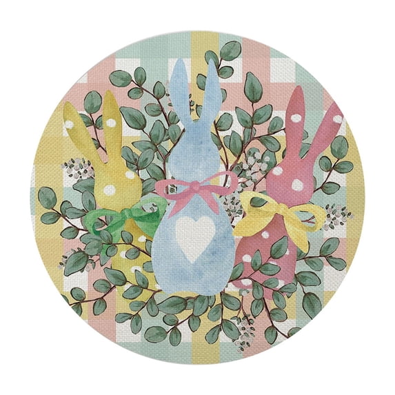 SLYNSHome Easter Placemats Cute Rabbit Placemat Spring Round Bunny Table Mats for Easter Party Dining Decoration