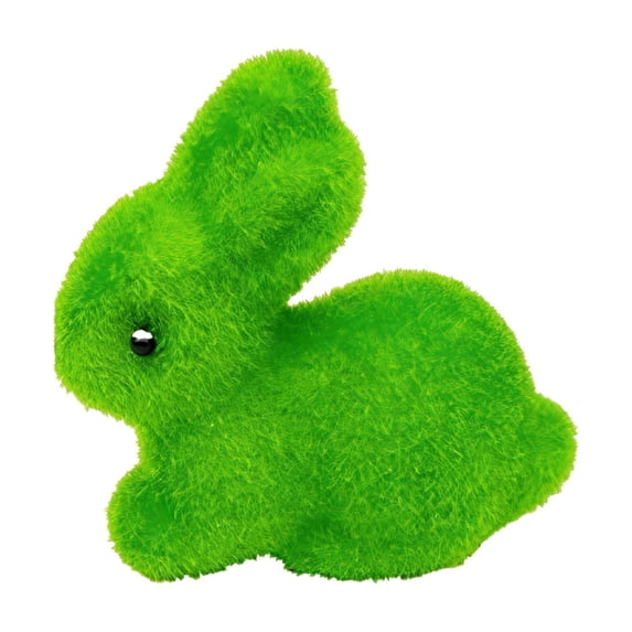 SLYNSHome Easter Rabbit Decorations,Green Flocked Bunny Spring Table Centerpieces Easter Rabbit Figurines for Home Party Office