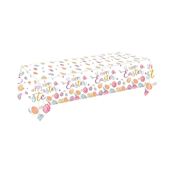 SLYNSHome Easter Table Cloth Plastic Bunny Eggs Tablecloth Disposable Rectangle Spring Table Cover for Home Dining Activity Party Decorations