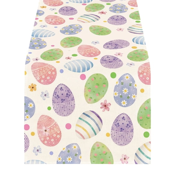SLYNSHome Easter Table Runner 59 Inch Easter Bunny Eggs Table Runner Decor for Kitchen Dining Table Home Party Decorations