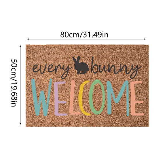 SLYNSHome Easter Welcome Door Mat for Front Door Brown Coir Door Rug for Indoor Outdoor Entrance Decor 20x31 inch
