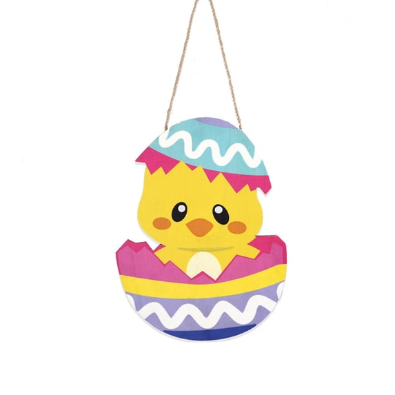 SLYNSHome Easter Wreaths for Front Door Wooden Easter Sign Hanging Door Sign Decorations Wreath for Spring Holiday