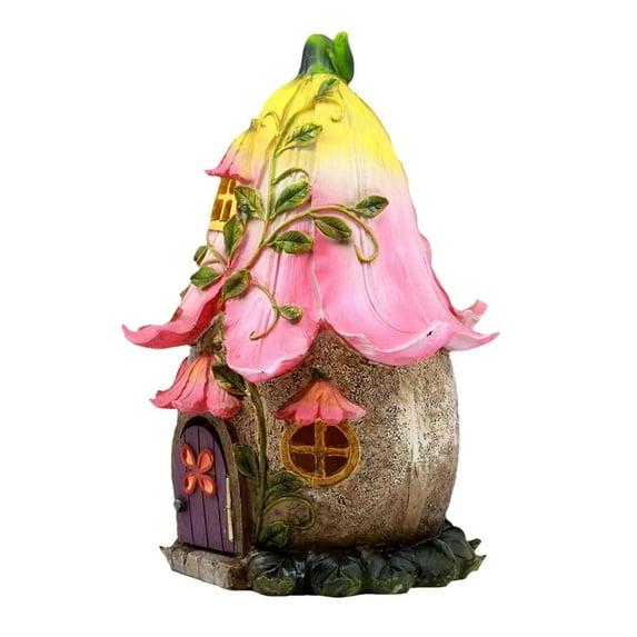 SLYNSHome Fairy Garden Houses,Artificial Wood Statues Fairy Garden House,Magical Fairy Garden for Kids Room,Garden,Wall,Trees Outdoor,Miniature Fairy Garden Outdoor Decor Accessories