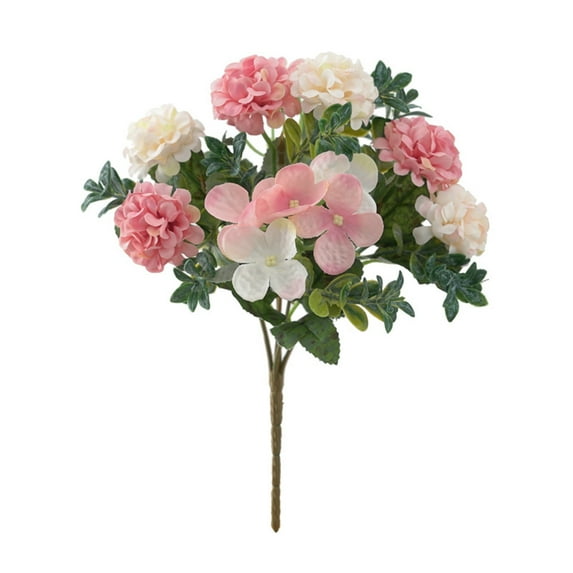 SLYNSHome Fake Flowers Vintage Artificial Silk Hydrangea Flowers Bouquets Faux Flower Bunches for Home Wedding Party Table Core Decoration - Pink