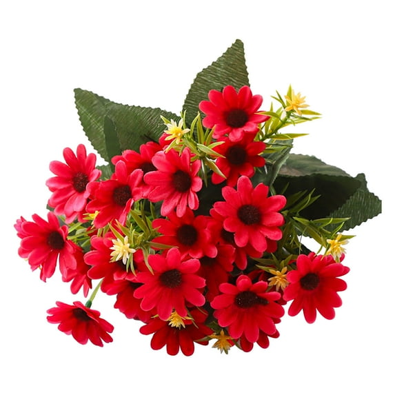 SLYNSHome Fake Flowers Vintage Artificial Small Sunflower 11.8 inch Silk Flowers Wedding Home Decoration - Watermelon Red