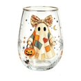 thumbnail image 1 of SLYNSHome Fall Harvest Stemless Whiskey Glass,Ghost With Pumpkin Gold Rim Crystal Tumbler For Wine And Cocktails, Lead Free Heavy Base Drinkware For Home Bar, 1 of 7