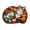 thumbnail image 1 of SLYNSHome Fall Irregular Floor Mat, Cute Sleeping Cat Pumpkin Non-Slip Bath Rug, Soft Washable Seasonal Shaped Carpet Roll Packed For Bathroom Living Room Entryway Decor, 1 of 7
