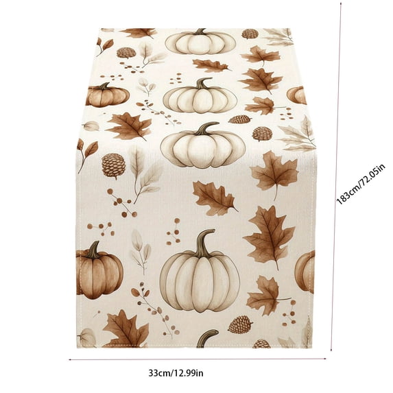 SLYNSHome Fall Maple Leaf Table Runner, Autumn Pumpkin Harvest Print Table Flag, Thanksgiving Holiday Cloth for Dining Table Kitchen Home Decor