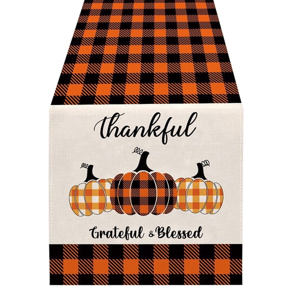 SLYNSHome Fall Pumpkin Table Runner, 33x183 cm Harvest Leaf Print Table Flag, Thanksgiving Holiday Cloth for Dining Table Kitchen Home Decor