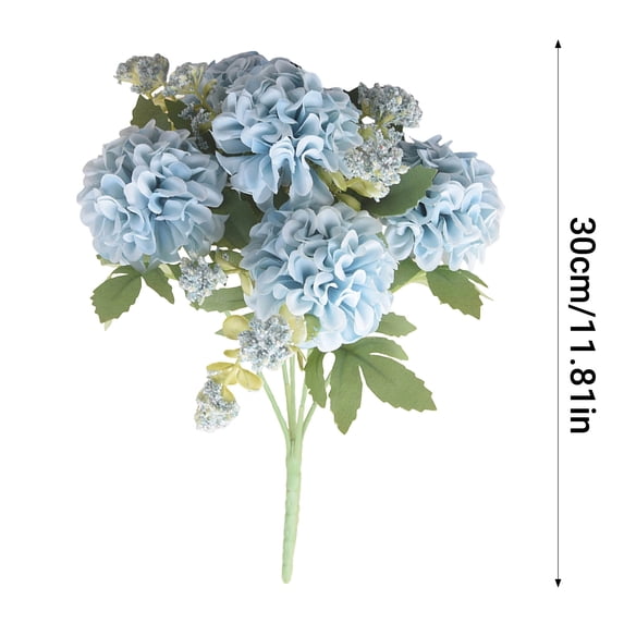 SLYNSHome Faux Hydrangeas Fake Flowers Blue Artificial Silk Hydrangea Flower Bouquets with Stems Arrangement for Home Wedding