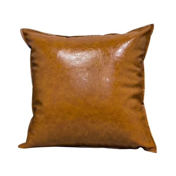 SLYNSHome Faux Leather Decorative Throw Pillow Modern Solid Color Outdoor Cushion Luxury Pillowcases for Couch Sofa Bed 18x18 inch Brown