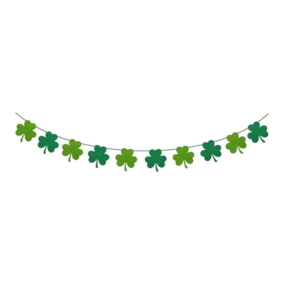 SLYNSHome Felt Shamrock Clover Garland Banner St. Patrick's Day Decorations Green St. Patricks Day Banner Party Supplies