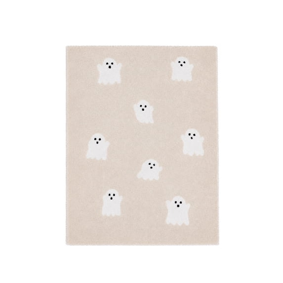 SLYNSHome Flannel Throw Blanket 150x100 cm Soft Cute Ghost Pumpkin Bat Print Plush Couch Cover for Bedroom Living Room Cozy Relaxation