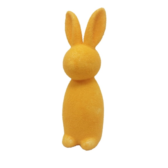 SLYNSHome Flocked Bunny Easter Decorations Orange Pastel Rabbit Figurines for Easter Centerpieces Spring Home Tabletop Decor