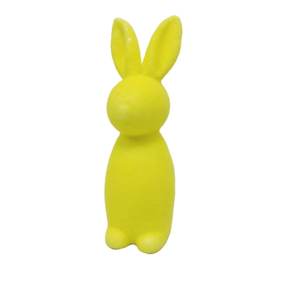SLYNSHome Flocked Bunny Easter Decorations Yellow Pastel Rabbit Figurines for Easter Centerpieces Spring Home Tabletop Decor