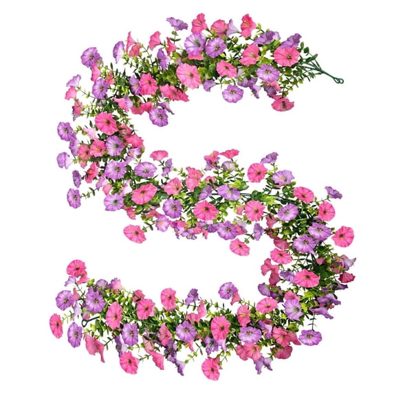 SLYNSHome Flower Garland Table Decoration Artificial Violet Vine Flowers with Green Leaves Hanging Flower Vine for Home Wedding Birthday Wall Arch Decor