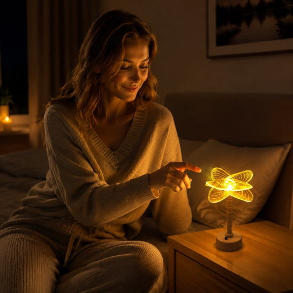 SLYNSHome Flower Shaped Acrylic LED Night Light, USB Powered Decorative Table Lamp For Bedroom, Living Room And Cozy Ambiance Lighting