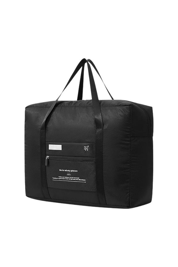 Foldable Luggage Bag Travel Trolley Bag Waterproof Large Capacity Storage for Business Trip - Black