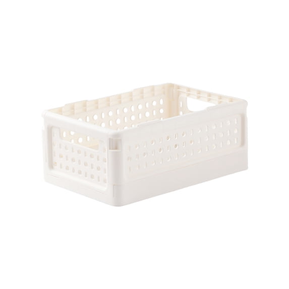 SLYNSHome Foldable Plastic Baskets for Organizing and Storage,White Collapsible Storage Crate for Home Bedroom Office Classroom Drawer Organizers