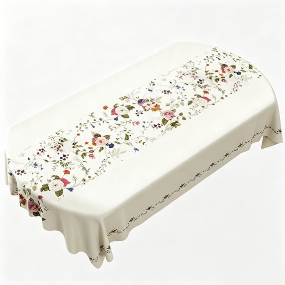 SLYNSHome French Floral Tablecloth, Waterproof Scratch Resistant Wipe Clean Table Cover,Rectangular Dining Decor For Kitchen Tea Table Indoor Home Decor