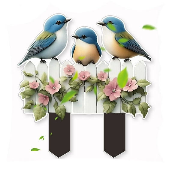 SLYNSHome Garden Decorations Cute Bird Stakes Art Fairy Garden Accessories for Patio Lawn Courtyard Housewarming Gift - Blue