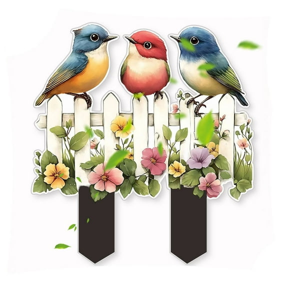 SLYNSHome Garden Decorations Cute Bird Stakes Art Fairy Garden Accessories for Patio Lawn Courtyard Housewarming Gift - Red