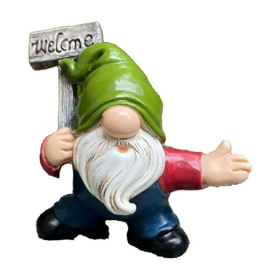 SLYNSHome Garden Gnome Statue Decoration,Welcome Gnome Figurine Ornament for Indoor Outdoor Home Patio Yard Lawn Gnome Lovers & Fairy Garden Accessories