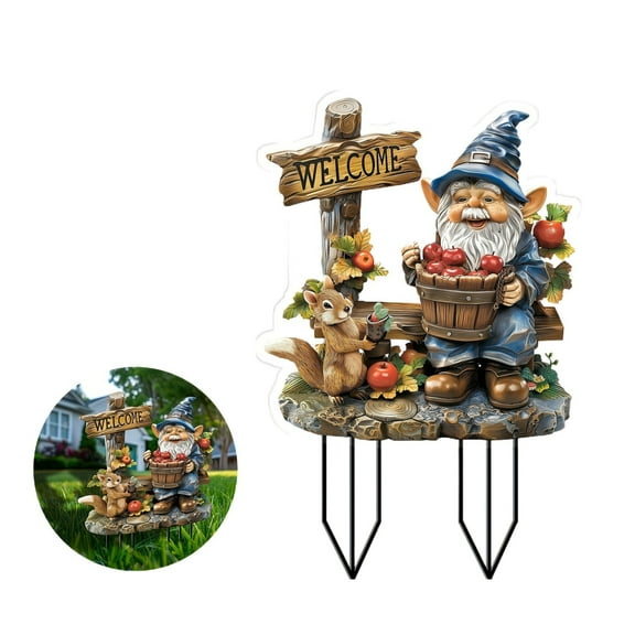 SLYNSHome Garden Stake Decorations Gnome Acrylic Fairy Art Garden Accessories Housewarming Gift for Patio,Yard,Lawn Statue Ornament