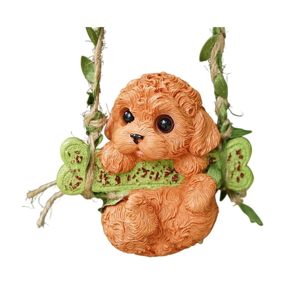 SLYNSHome Garden Statue Swing Dog Figurine Indoor Outdoor Hanging Ornament Animals Sculpture for Backyard Landscape Tree Decor