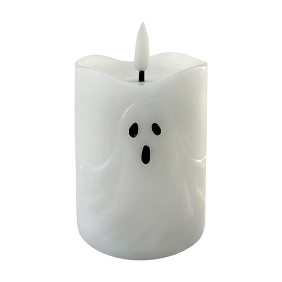 SLYNSHome Ghost Shaped LED Flameless Candles, Simulated Flame Electronic Candle, Spooky Desktop Statue For Halloween Fireplace Table Indoor Decoration