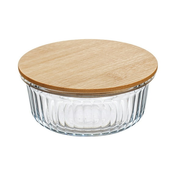 SLYNSHome Glass Meal Prep Containers with Wooden Lids,Portion Control Containers,Glass Lunch Box Food Storage,Leak-Proof,Oven & Freezer Safe
