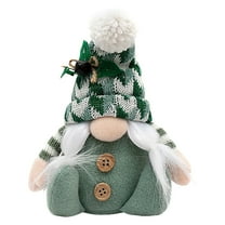 SLYNSHome Gnomes Christmas Decorations,Green Handmade Plush Fuzzy Gnome Dolls Holiday Home Tabletop Ornaments Christmas Gnome Decor