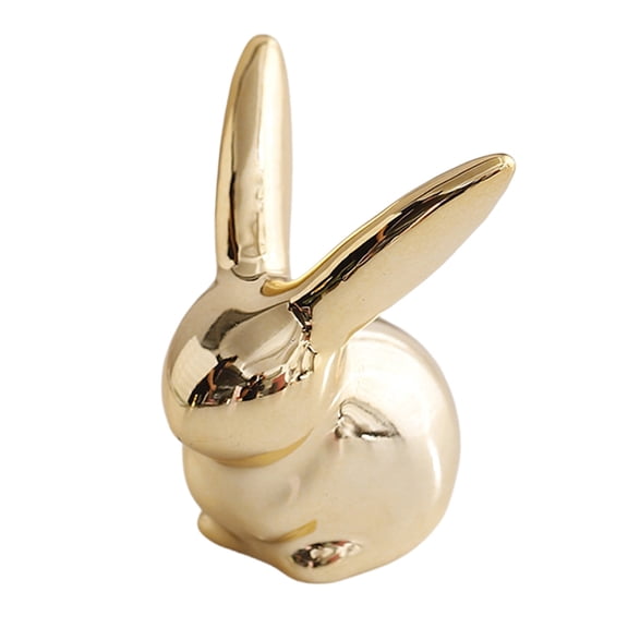 SLYNSHome Golden Bunny Decor Rabbit Figurines,Easter Bunny Statue for Spring Tabletop Decor