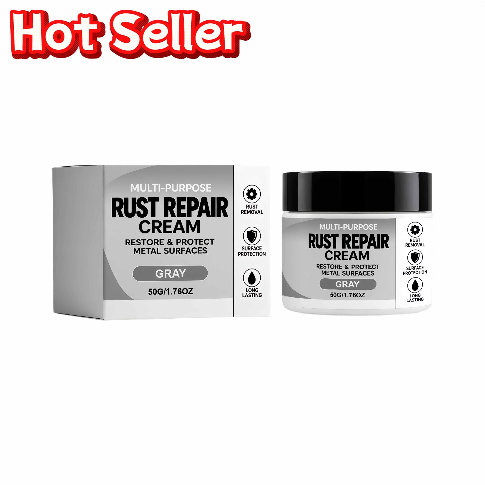 Metallic Feel SLYNSHome Gray Multi-Purpose Metal Rust Repair Cream, 50g Rust Remover ...