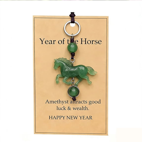 SLYNSHome Green Pocket Hug Cute Horse Shape Natural Stones Keepsake Hug Small Gift Cards Exchange Relationship Cards