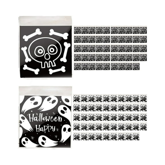 SLYNSHome Halloween 100Pcs Candy Bags Party Favors Halloween Goodie Bags Gift Bags Party Supplies - Black