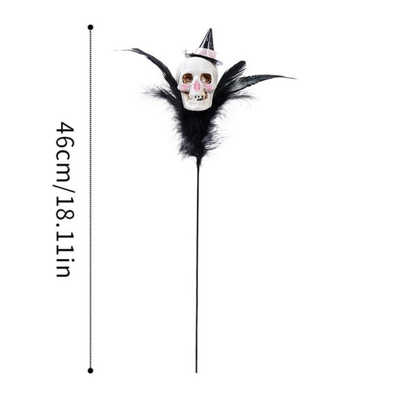 SLYNSHome Halloween Artificial Flowers Pumpkins Feather Stems,Fake Pumpkin Skull Twig for Vase Home Farmhouse Party Decoration - White