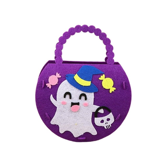 SLYNSHome Halloween Candy Bags Reusable Pumpkin Gift Bag Party Favor Candy Goodie Bag with Handle for Halloween Birthday - Purple