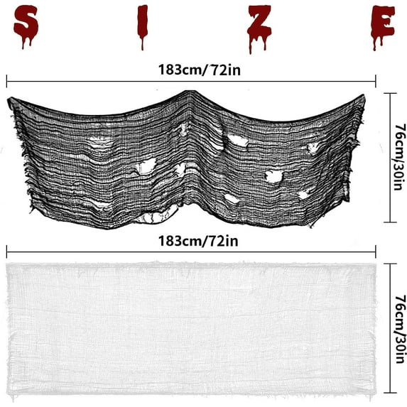 SLYNSHome Halloween Creepy Cloth,Spooky Fabric Cloth for Haunted House Halloween Party Yard Wall Doorway Outdoors Decoration - Black