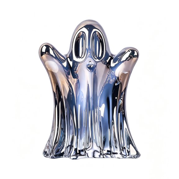 SLYNSHome Halloween Crystal Ghost Figurine Paperweight,Gray Glass Ghost Desktop Statue Ornament For Office Living Room Home Display