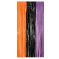 SLYNSHome Halloween Fringe Curtain Party Streamers Orange Black Purple Backdrop Tinsel Streamers for Halloween Party Decor
