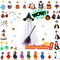 thumbnail image 1 of SLYNSHome Halloween Ghost Outfit With Witch Hat And Broom For 23 Inch Statue, White Spooky Costume With Black Eyes, Outdoor Porch Yard Garden Festival Decor, 1 of 5