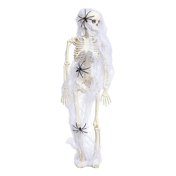 SLYNSHome Halloween Human Skeleton Decoration, Horror Full Body Skeleton With Adjustable Joints, Spooky Party Scene Layout Prop For Indoor Outdoor Home Display