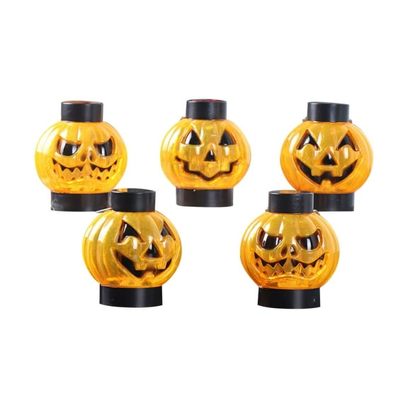 SLYNSHome Halloween LED Pumpkin Night Lights,Hanging Mini Pumpkin Lantern Plastic Lamp for Home Garden Yard Decorations