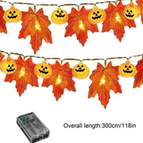 SLYNSHome Halloween Light String Decoration 118 inch Fall Pumpkin Maple Leaf String Lights for Thanksgiving Party Indoor Outdoor Decor